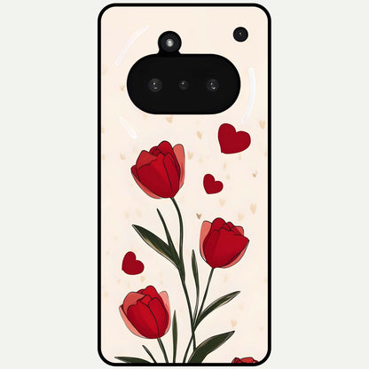  Tulip With Heart Glass Case For Nothing Phone 3A back cover – full design glossy printed glass finish
