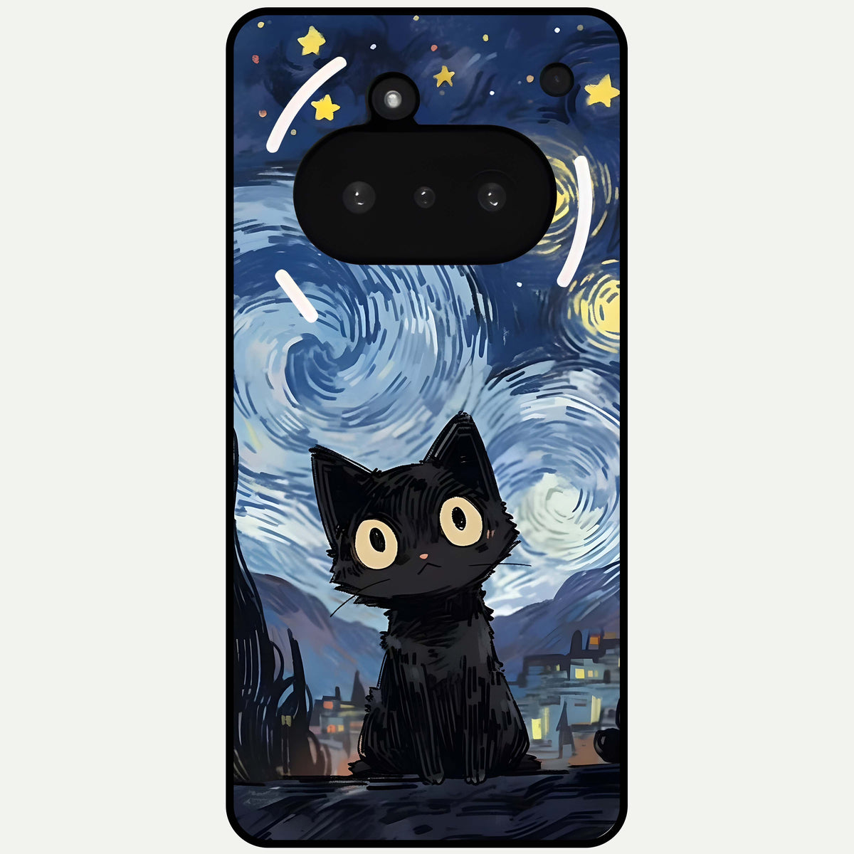  Van Gogh Cat Glass Case For Nothing Phone 3A back cover – full design glossy printed glass finish