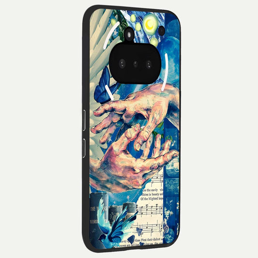  Aesthetic Divider phone case For Nothing Phone 3A showing premium glass back cover with detailed artwork