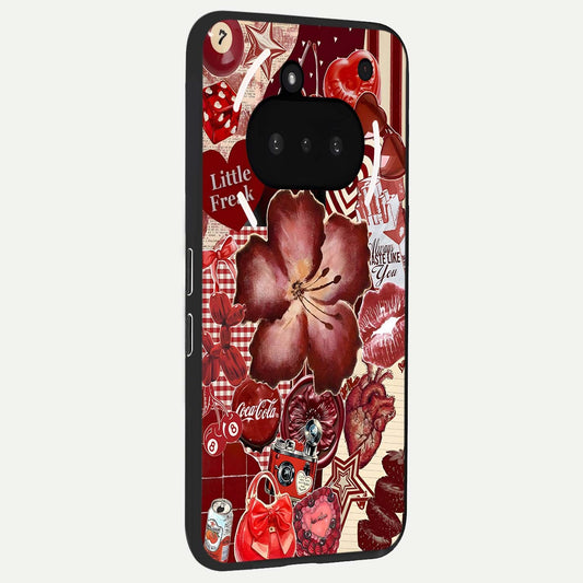  Aesthetic Little Freak phone case For Nothing Phone 3A showing premium glass back cover with detailed artwork