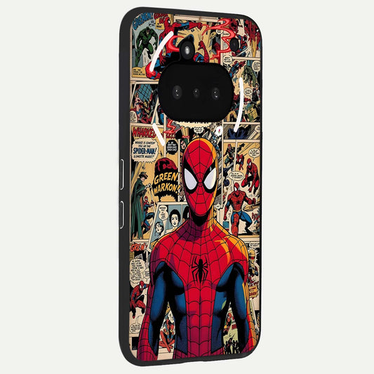  Aesthetic Spider phone case For Nothing Phone 3A showing premium glass back cover with detailed artwork