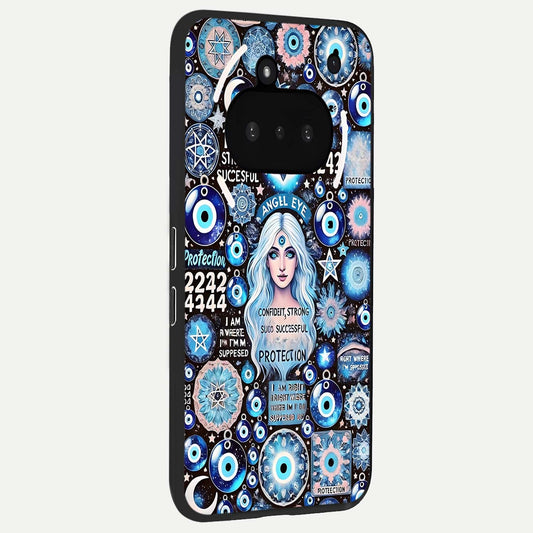  Angel Aura Shield phone case For Nothing Phone 3A showing premium glass back cover with detailed artwork