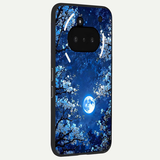  Blossom Moonlight Sky phone case For Nothing Phone 3A showing premium glass back cover with detailed artwork
