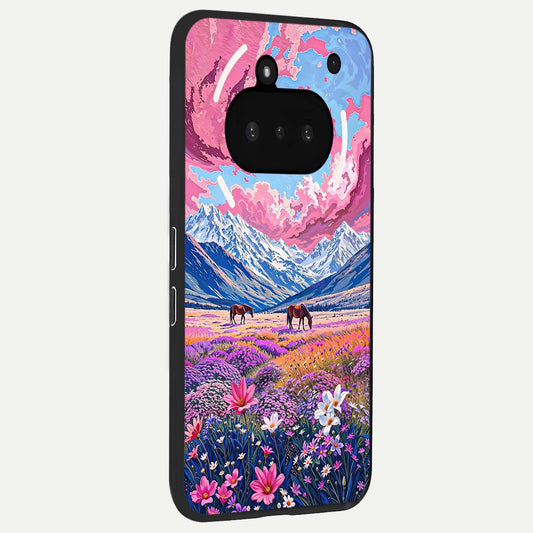  Blossom Valley Dream phone case For Nothing Phone 3A showing premium glass back cover with detailed artwork