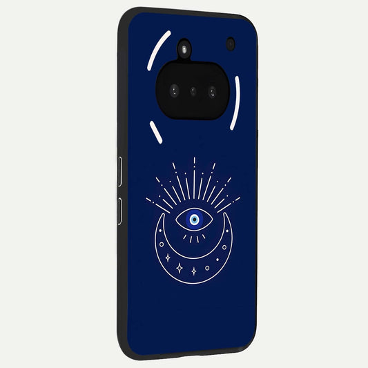  Blue Evil Eye phone case For Nothing Phone 3A showing premium glass back cover with detailed artwork