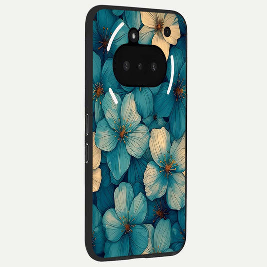  Blue Shade Floral phone case For Nothing Phone 3A showing premium glass back cover with detailed artwork