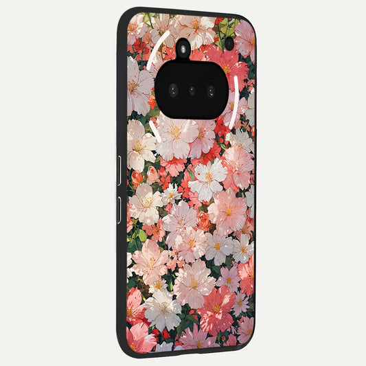  Blush Bloom Field phone case For Nothing Phone 3A showing premium glass back cover with detailed artwork