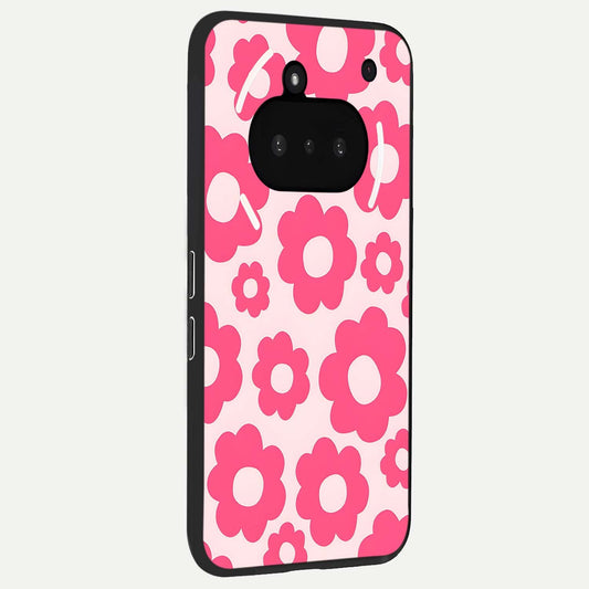  Blush Flower Pop phone case For Nothing Phone 3A showing premium glass back cover with detailed artwork