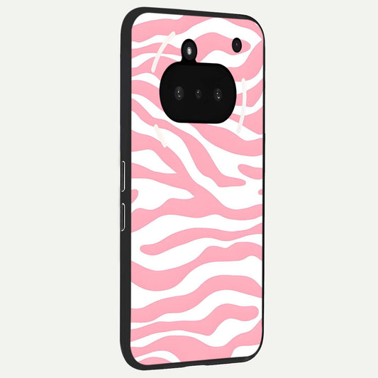  Blush Zebra Flow phone case For Nothing Phone 3A showing premium glass back cover with detailed artwork