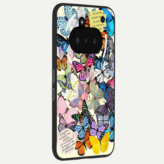  Butterflies Petal Dream phone case For Nothing Phone 3A showing premium glass back cover with detailed artwork
