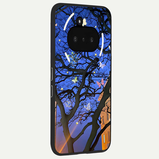  Butterfly Night Magic phone case For Nothing Phone 3A showing premium glass back cover with detailed artwork
