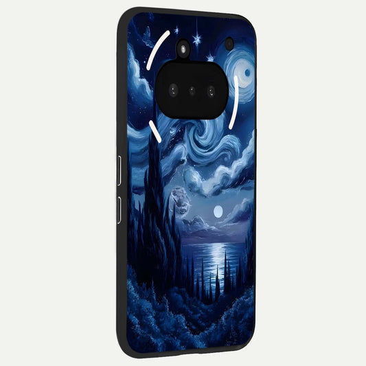  Celestial Dream Van Gogh phone case For Nothing Phone 3A showing premium glass back cover with detailed artwork