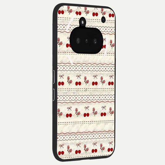  Cherry Bloom Charm phone case For Nothing Phone 3A showing premium glass back cover with detailed artwork
