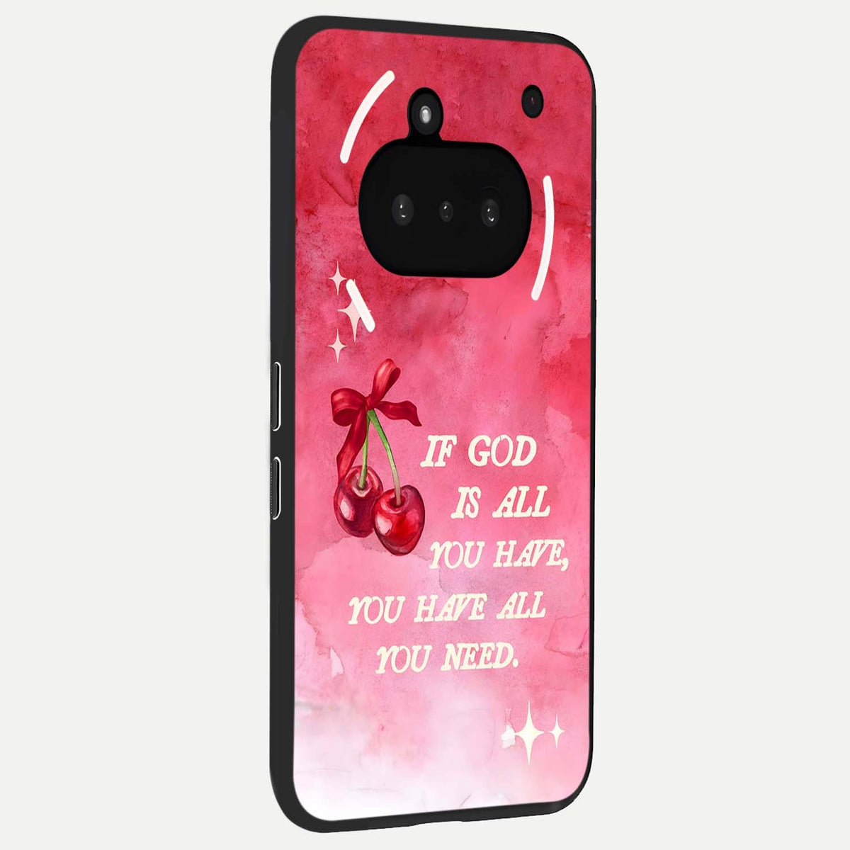  Cherry Quote phone case For Nothing Phone 3A showing premium glass back cover with detailed artwork