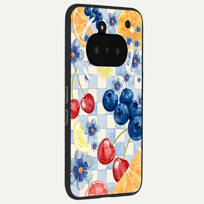  Citrus Bloom Joy phone case For Nothing Phone 3A showing premium glass back cover with detailed artwork