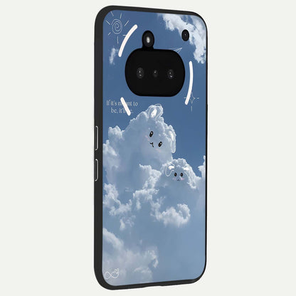  Cloud Bunny Dreams phone case For Nothing Phone 3A showing premium glass back cover with detailed artwork