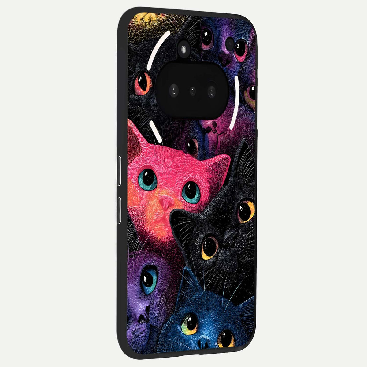  Cosmic Cats Dreams phone case For Nothing Phone 3A showing premium glass back cover with detailed artwork