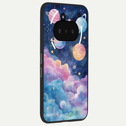  Cosmic Planet Dreams phone case For Nothing Phone 3A showing premium glass back cover with detailed artwork