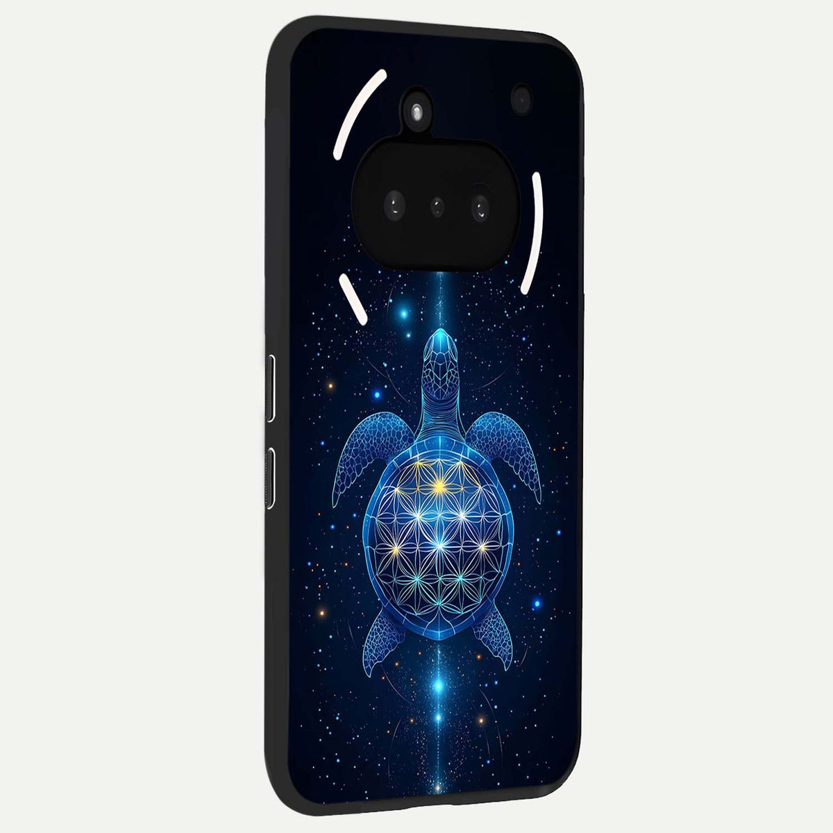  Crimson Blue Turtle phone case For Nothing Phone 3A showing premium glass back cover with detailed artwork