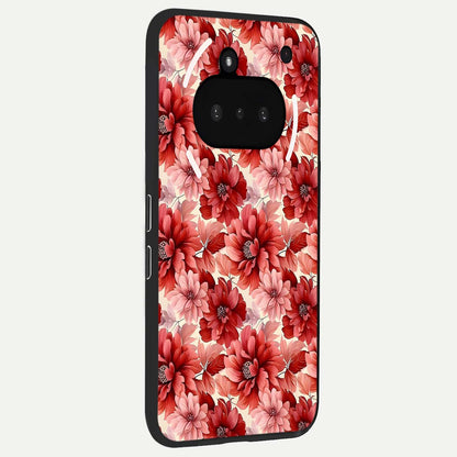  Crimson Love Petals phone case For Nothing Phone 3A showing premium glass back cover with detailed artwork