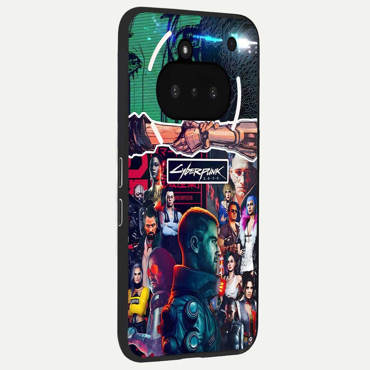  CYBERPUNK Legacy phone case For Nothing Phone 3A showing premium glass back cover with detailed artwork