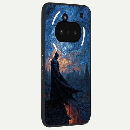  Dark Knight Dusk phone case For Nothing Phone 3A showing premium glass back cover with detailed artwork