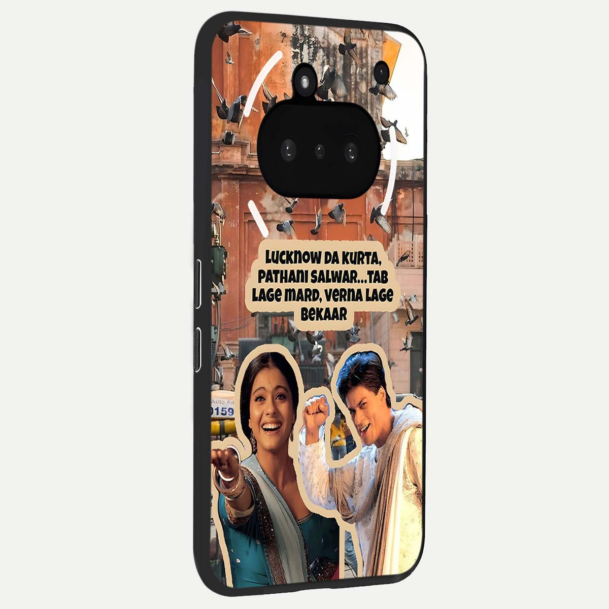  Desi Retro Vibes phone case For Nothing Phone 3A showing premium glass back cover with detailed artwork