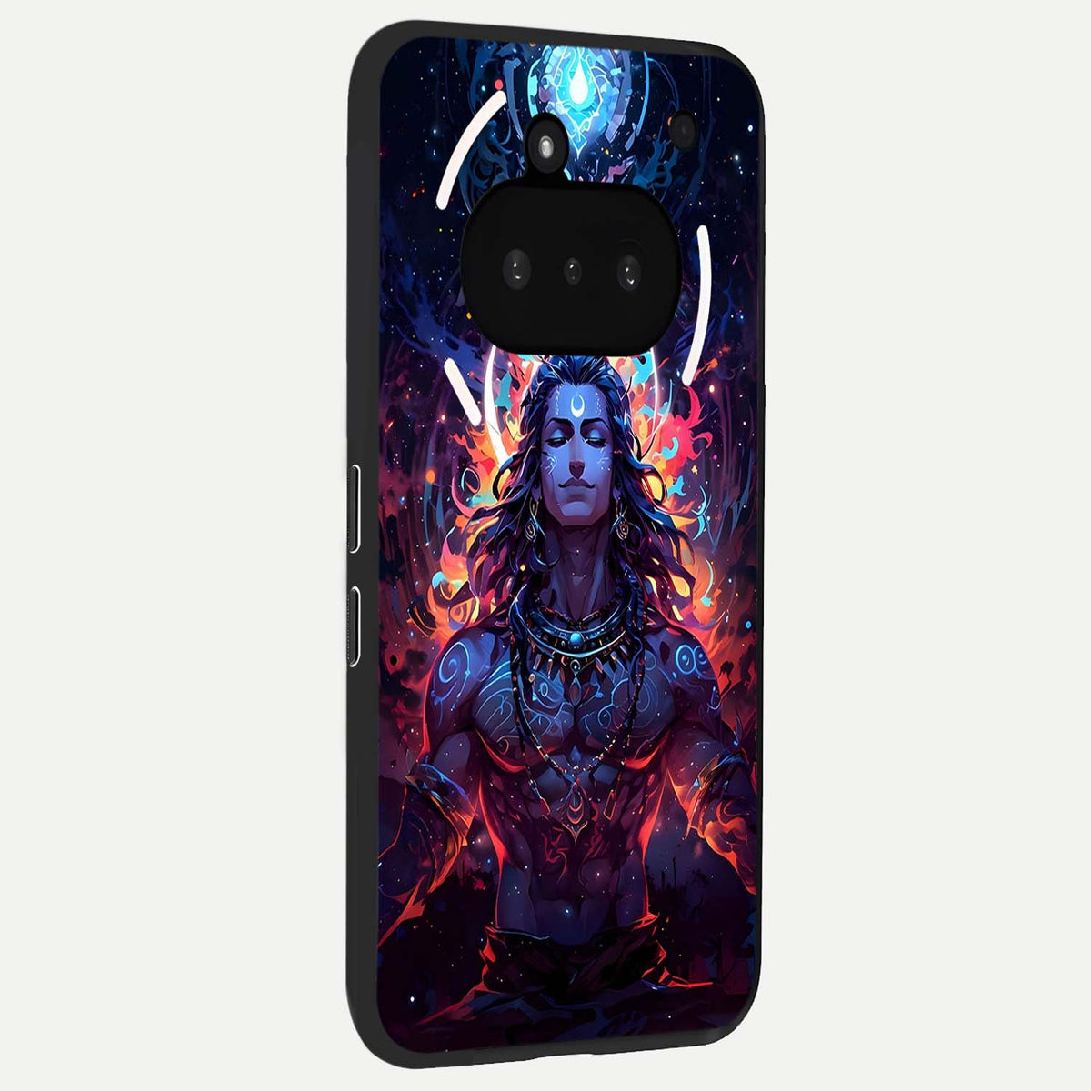 Divine Fire Shiv phone case For Nothing Phone 3A showing premium glass back cover with detailed artwork