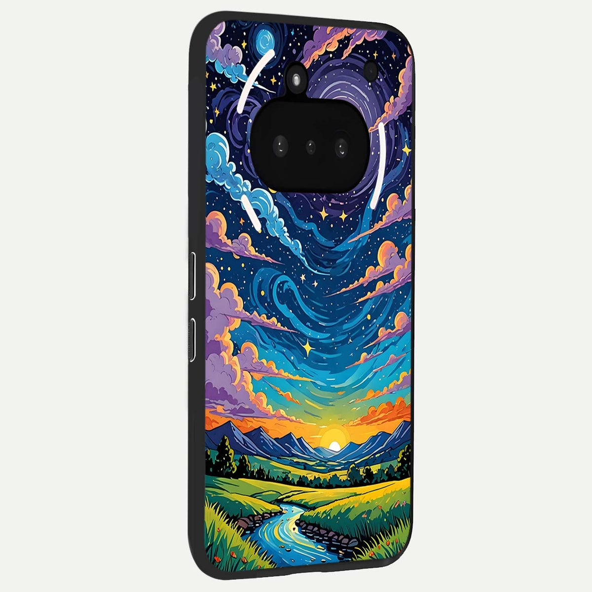  Dreamy Night Landscape phone case For Nothing Phone 3A showing premium glass back cover with detailed artwork