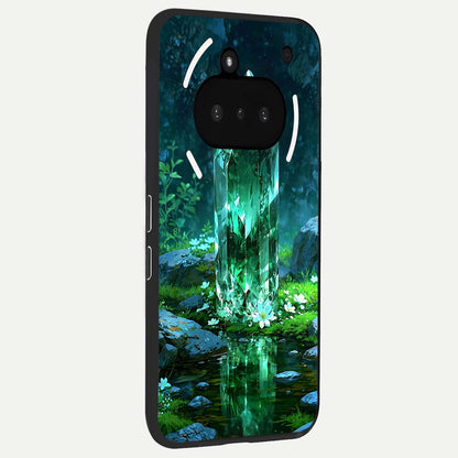  Emerald Light Crystal phone case For Nothing Phone 3A showing premium glass back cover with detailed artwork