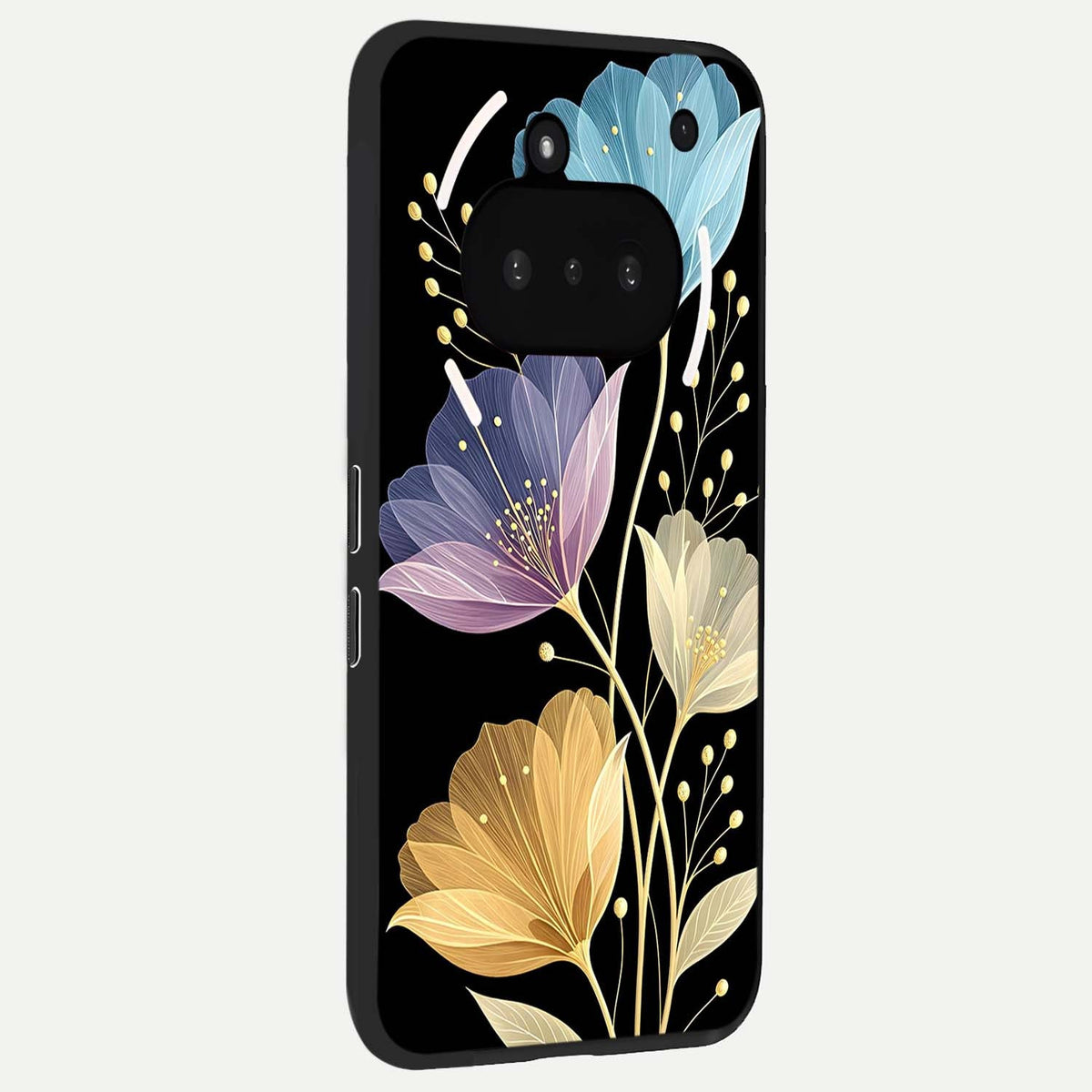  Flower Bloom Glow phone case For Nothing Phone 3A showing premium glass back cover with detailed artwork