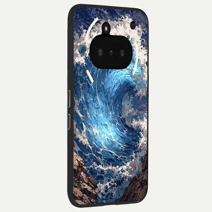  Giant Ocean Wave phone case For Nothing Phone 3A showing premium glass back cover with detailed artwork