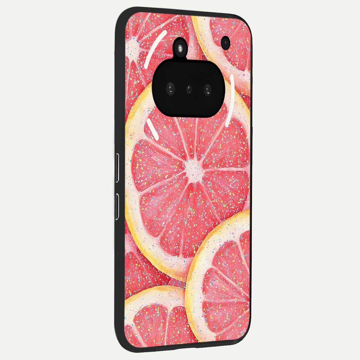  Glitter Grapefruit phone case For Nothing Phone 3A showing premium glass back cover with detailed artwork