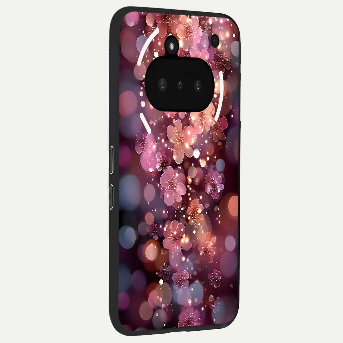 Glowing Petal Bliss phone case For Nothing Phone 3A showing premium glass back cover with detailed artwork