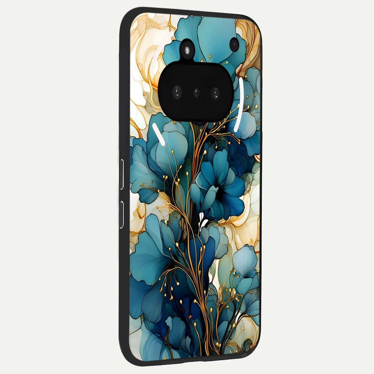  Golden Bloom Symphony phone case For Nothing Phone 3A showing premium glass back cover with detailed artwork