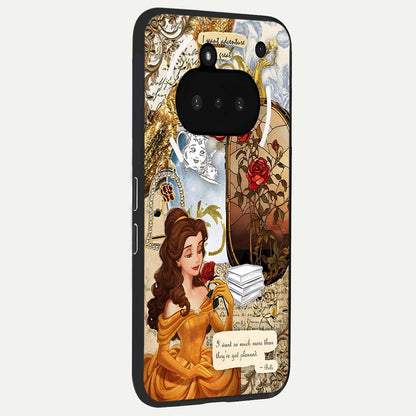  Golden Dream Belle phone case For Nothing Phone 3A showing premium glass back cover with detailed artwork