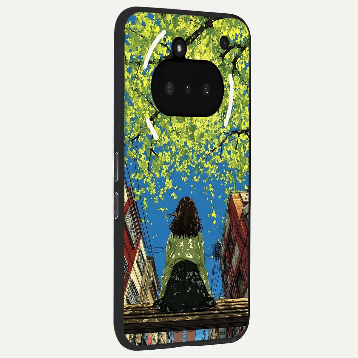 Golden Leaves Glow phone case For Nothing Phone 3A showing premium glass back cover with detailed artwork