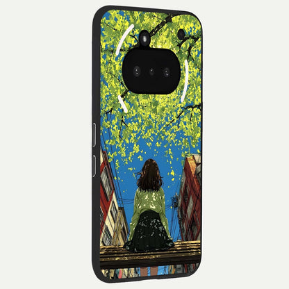  Golden Leaves Glow phone case For Nothing Phone 3A showing premium glass back cover with detailed artwork