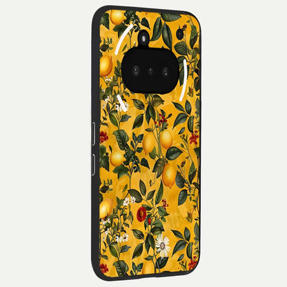  Golden Lemon Field phone case For Nothing Phone 3A showing premium glass back cover with detailed artwork