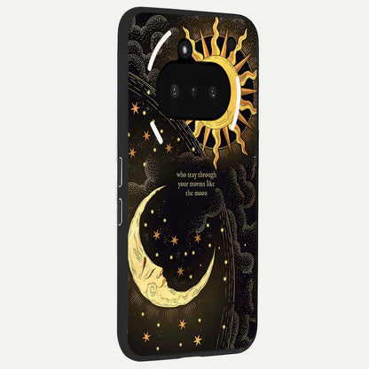  Golden Lunar Love phone case For Nothing Phone 3A showing premium glass back cover with detailed artwork