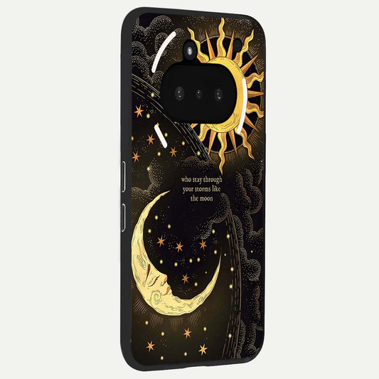  Golden Lunar Love phone case For Nothing Phone 3A showing premium glass back cover with detailed artwork