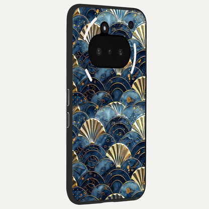  Golden Wave Luxe phone case For Nothing Phone 3A showing premium glass back cover with detailed artwork