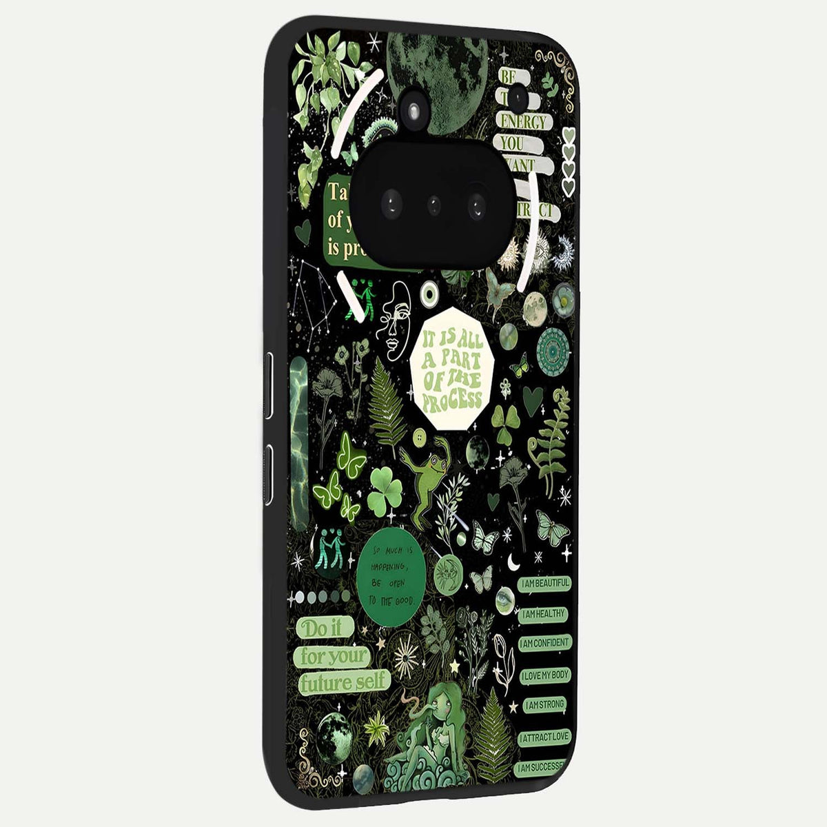  Green Mandala Pattern phone case For Nothing Phone 3A showing premium glass back cover with detailed artwork