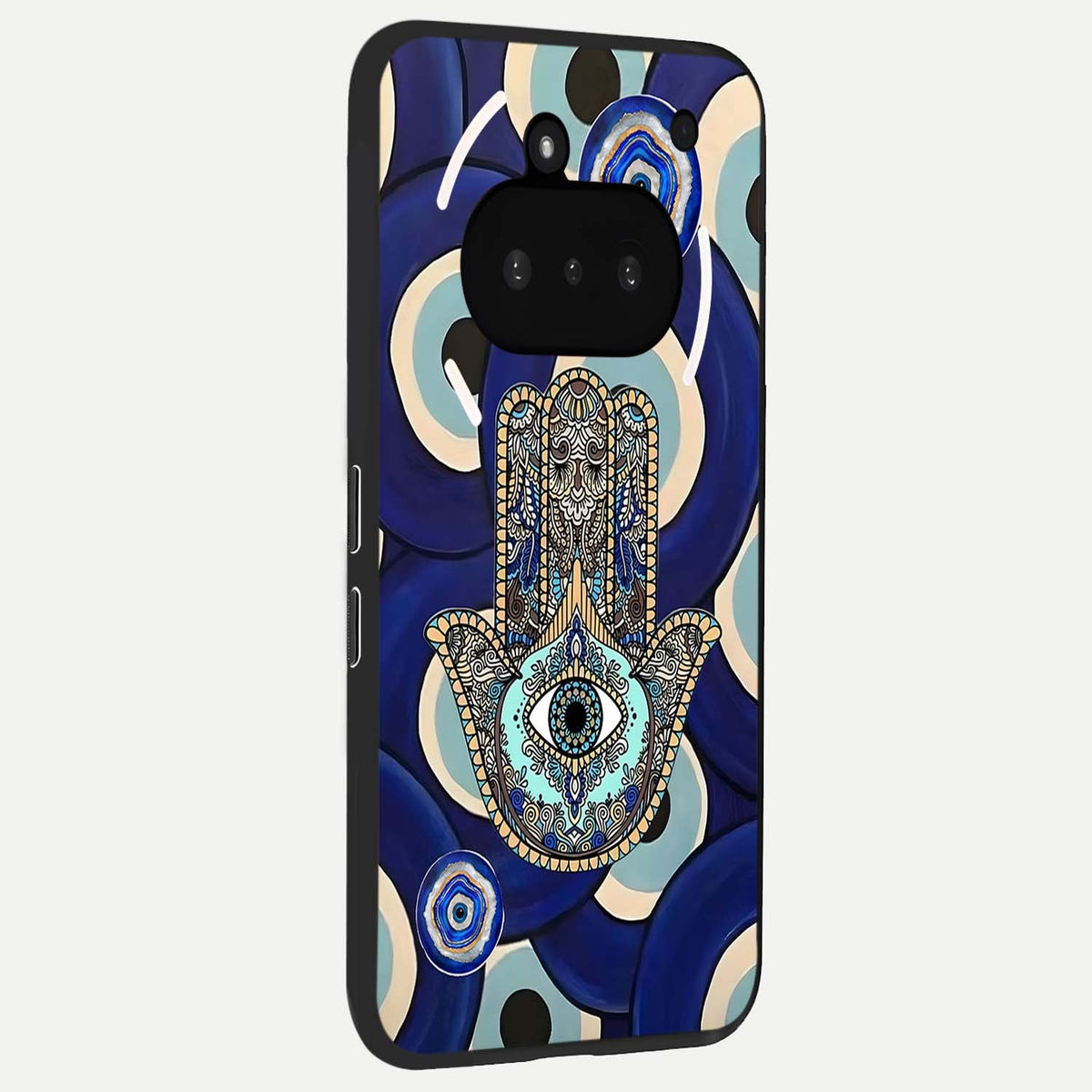  Hamsa Divine Guard phone case For Nothing Phone 3A showing premium glass back cover with detailed artwork