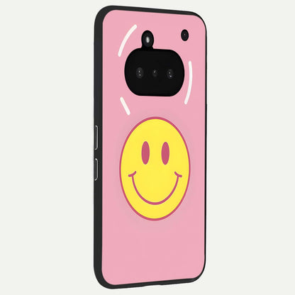  Happy Pink Mood phone case For Nothing Phone 3A showing premium glass back cover with detailed artwork