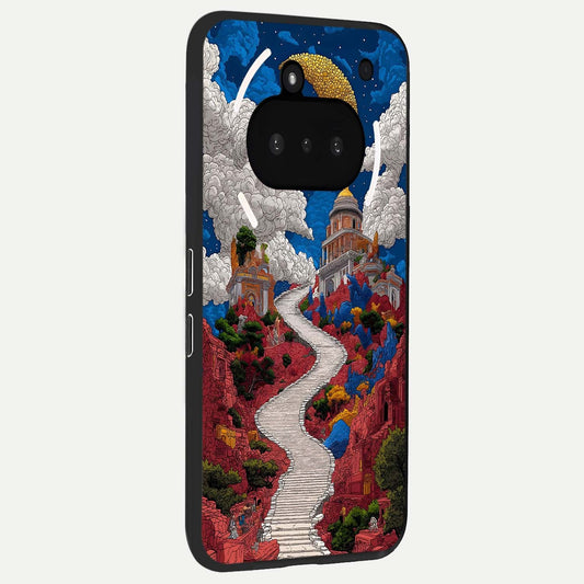  Heavenly Moon Path phone case For Nothing Phone 3A showing premium glass back cover with detailed artwork