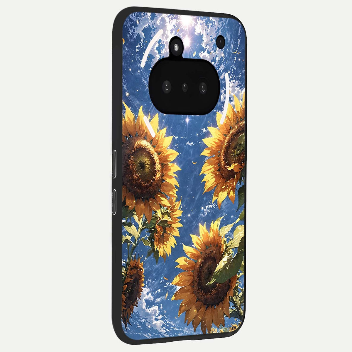  Heavenly Sunflower Rise phone case For Nothing Phone 3A showing premium glass back cover with detailed artwork