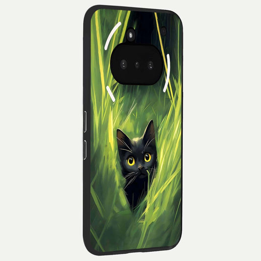  Hidden Cat Whisper phone case For Nothing Phone 3A showing premium glass back cover with detailed artwork