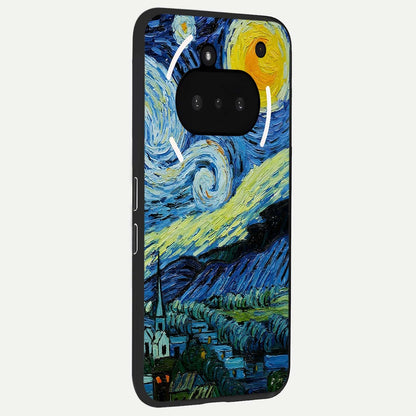  Inspired Van Gogh Art phone case For Nothing Phone 3A showing premium glass back cover with detailed artwork