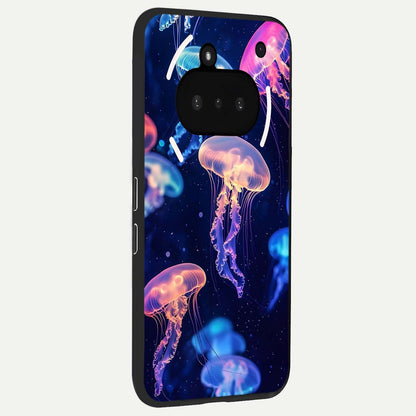  Jellyfish Pattern phone case For Nothing Phone 3A showing premium glass back cover with detailed artwork